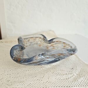 Smoky Blue Handblown Glass Dish